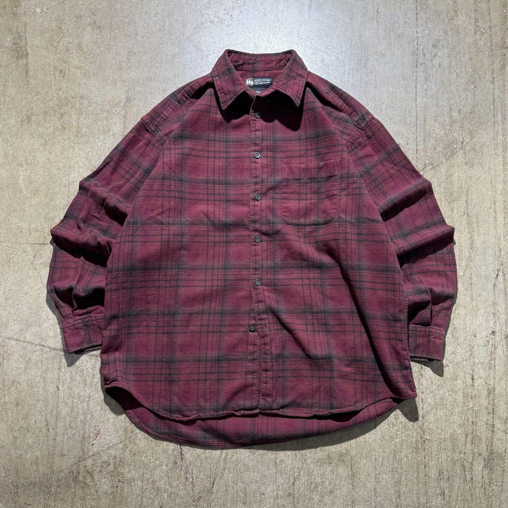 Vintage Banana Republic Shirt Mens Large Red Plaid Flannel Cabinwear 90s